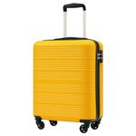 COOLIFE Cabin Suitcase 55×40×20cm for EasyJet Airlines Carry on Hand Cabin Luggage Hard Shell Suitcase Lightweight with TSA Lock and 4 Spinner Wheels (Yellow/Black, 55×40×20cm)