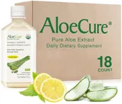 AloeCure USDA Organic Aloe Vera Juice Lemon Flavor - Made Within 12 Hours of Harvest - Natural Digestive Supplement for Balanced Stomach Acidity - Support Digestive and Immune Health, 18 Btls x 16.7oz