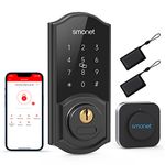 WiFi Door Lock,SMONET Remote Control Smart Deadbolt, Digital Electronic Keyless Entry Locks Bluetooth Touchscreen Auto Lock with Gateway Hub, Work with Alexa,APP,Code,Key for Home Front Door,Black