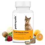 Petroyale Multivitamin Chews for Cats - Cat Multivitamin Tablets - Cat Health Supplement - Daily Supplements for Cats - for Growth, Energy, Strength, Fur & Immunity