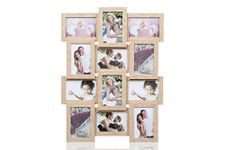 ARPAN Multi Aperture Picture Wooden Photo Frame Holds 12 x 6 x4 Photos, Collage Picture Wall-Mounted Frame (Natural)