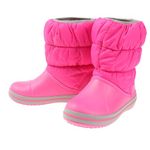 Crocs Winter Puff Boot Kids Fashion, Electric Pink/Light Grey, 2 UK