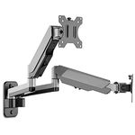 AVLT Dual 32" Monitor Wall Mount - Mounts Two 17.6 lbs Computer Monitors on 2 Full Motion Adjustable Arms - Organize Your Work Surface with Ergonomic Viewing Angle VESA Monitor Mount