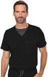 Med Couture Men's Scrub Top Cadence 2-Way Stretch Technology with Ultra Soft Fabric & One Chest Pocket - MC7478, M, Black