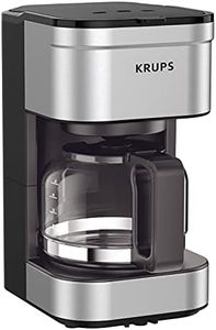 KRUPS Simply Brew 5 Cup Coffee Maker, Cold Brew, Drip Free & Keep Warm Functions, Stainless Steel Coffee Maker Silver and Black