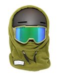 MDXONE Over the helmet Children's balaclava face mask with buttons to attach soft pompoms with elastics (sold separately) (Olive)
