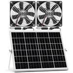 SmterCon Solar Powered Fan, Solar Fan Kit with 25W Solar Panel and Dual Fans, IPX7 Waterproof for Outside Use, Chicken Coops, Greenhouses, Sheds, Pet Houses, Home Use, SCSPF202302