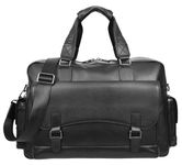 Real Leather Holdall Mid Size Weekend Overnight Cross Body Travel Bag Kensington Black