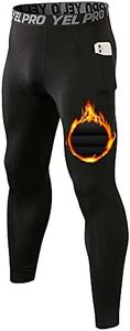 Yuerlian Mens Thermal Leggings Thermal Underwear Pants Base Layer Running leggings Gym Workout Quick Dry Compression Tights leggings with Pocket
