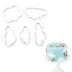 Cloud Cutters for Fondant, 5 Pcs Cloud Cutter Cloud Fondant Cutter Plastic Cake Cookie Biscuit Cutter Mold Cloud Cookie Cutter Cloud Cutter for Baking Room Coffee Shop Birthday or Wedding Cake