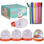 THE TWIDDLERS - 4 DIY Christmas Snowglobes, Christmas Craft Set for Kids with Pens, Xmas Craft Kit for Kids - Stocking Fillers, Activity, Personalised Snow Globe - Make Your Own Snow Globe Kit - 9cm