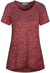 Kimmery Plus Size Tops for Women Workout Tops for Women Casual Summer Tops for Women 2025 Plus Size Top Wine Red Shirts 3XL