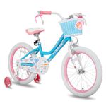 JOYSTAR 18 Inch Girls Bike for 5 6 7 8 9 Years Old, Children's Bike with Training Wheels & Basket for Ages 5-8 yr Girl, 18" Kids Bikes Bicycle with Handbrake, Blue