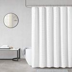 Madison Park Metro Bathroom Shower, Textured Woven Clipped Design Modern Mid-Century Privacy Bath Fabric Curtains, 72"x72", White (MP70-6707)