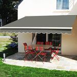 NAIMP DIY Manual Patio Awning, Retractable Gazebo Outdoor Canopy, Garden Sun Shade Shelter Canopy Gazebo with Hand Crank, Anti-UV and Waterproof Retractable Manual Awning (Grey, 3m x 2.5m)