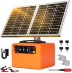 30 Miles/48km Solar Electric Fence Charger 0.3J-1.5J Adjustable, 24hours 15W Solar Powered Fencer with 6KV to 12KV Output,Battery Level LCD Display,All-Weather Kit for Livestock,Deer,Farm,Garden