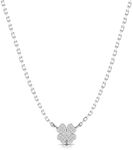 TURQ N TAUPE 925 Sterling Silver Clover Leaf Micro-Pave Set Cubic Zorconia Pendant Necklace of 18-Inches for Women and Girls