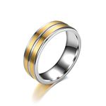 Banemi Mens Vintage Rings, 6mm Frosted Stainless Steel Gold Silver Mens Wedding Bandssize N 1/2