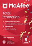 McAfee Total Protection 2024 | 5 Device | Cybersecurity Software Includes Antivirus, Secure VPN, Password Manager, Dark Web Monitoring | Key Card