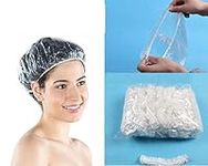 100 PCS Clear Disposable Plastic Shower Caps Large Elastic Thick Bath Cap For Women Spa,Home Use,Hotel and Hair Salon,Pack of 100 Individually Wrapped…