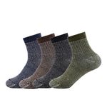 Men's Merino Wool Hiking Socks-Thermal Warm Crew Winter Ankle Socks for Trekking,Multi Performance,Outdoor Skiing,4 Pack