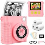 WONNIE Kids Camera Instant Print,1080P Selfie Digital Camera with 2.4" Screen & 32GB Card,Toddler Portable Toy for Ages 3-12,Christma-s Birthday Gifts for 3 4 5 6 7 8 9 Year Old Girls Pink