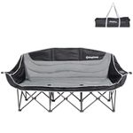 KingCamp Camping Sofa 3 Seater Camping Chairs for Adults with Padded Seat Cup Holder Armrest Oversize Luxury Comfy Camp Chair Heavy Duty Folding Chairs for Garden Black