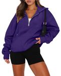 CHICZONE Womens Hoodies 1/4 Zip Up Long Sleeve Oversized Hooded Sweatshirts Fall Winter Plus Size Fleece Trendy Loose Pullover Tops Deep Purple XX-Large