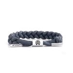 Rastaclat Braided Bracelet for Men and Women of All Ages - Onyx Silver Charcoal Bracelet | Adjustable Stackable Bracelet Braided by Hand (Medium/Large)