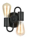 Sinoman Metal Black Retro Design 2-Light Mid Century Bathroom Vanity Industrial Wall Lamp Sconce Light / Mirror Cabinet with Dimmable Filament Bulb (1)