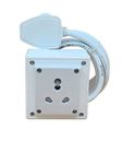 INDRICO Extension Board Heavy Duty 1 Socket 15A 16A 20A High Load Capacity 3000 Watts With 16A Big Plug Pvc White (2 Meter),220Volts