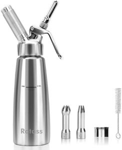 Rotass Stainless Steel Whipped Cream Dispenser 500ml with 3 Nozzles, Cream Sprayer For Desserts, Cream Whipper, Espumas Siphon, Cream Siphon, Espuma Bottle, Whipped Cream Maker For Christmas Gifts