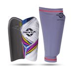 Nivia Ashtang Football Shin Guard with Lycra Sleeve (Medium)