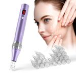 Professional Wireless Microneedling Pen Derma Pen with 16 Replacement Cartridges 5 Speeds Adjustable Micro Needling Microneedle Machine for Skin Care (Purple)