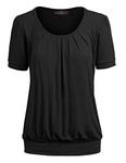 Made By Johnny MBJ WT1175 Womens Scoop Neck Short Sleeve Front Pleated Tunic XXL Black