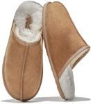 Project Cloud Mens Slippers 100% Genuine Sheepskin Upper - Memory Foam Mens Scuff Slippers w/Dyed Sheep Fur Slippers for Men, Non-Slip Mens Gifts Fluffy Slippers & Fall Slippers (Colin, CHTNUT, 8)