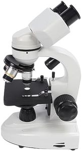 Microscopio Binocular 40X-5000X, Microscopio Biológico Profesional con 2 Oculares de 10X y 2 Oculares de 50X, Microscopio para Adultos, Niños, Estudiantes (Enchufe de la UE)