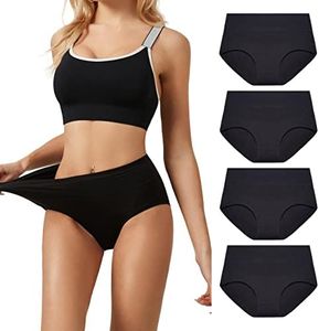 SERISIMPLE Viscose Bamboo Women Luxury Underwear Silky Comfy Ultra Soft Briefs Stretch High&Mid Waist Panties 4 pack (M, High-Black)