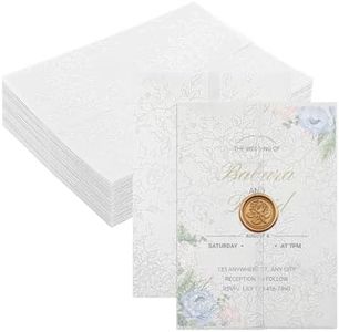 60 Pack Floral Vellum Jackets for 5x7 Invitations, Pre-Folded 115GSM Translucent Paper, Thick Vellum Paper Wraps for Wedding Invitation Baby Bridal Shower Birthday Party Events