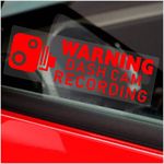 5 x Stickers Warning Dash CAM Recording Window Vehicle Camera Security Warning Dashcam Signs CCTV Car Van Truck Taxi Mini Cab Bus Coach RED 75x25mm C29