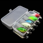 OriGlam 5 Colors 7.5cm Minnow CrankBaits Fishing Lures, Small Fat Simulation Bait Fishing Gear, Topwater Floating Lure, Life-Like Swimming Swimbait, Bass Bait Hard Fishing Lure