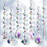 Sun Catchers with Crystals, 7 Pcs Hanging Crystals Suncatchers for Windows, Colored Crystals Prisms Glass Pendant Suncatchers Beads for Chandeliers, Garden, Christmas Tree Decoration