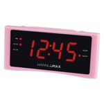 HANNLOMAX HX-151CR Alarm Clock Radio, PLL AM/FM Radio, Dual Alarm, 1.2" Red LED Display, AC Operation only. (Pink)