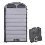 Berghaus Indulge Double Sleeping Bag with Built-in Pillow for Adults, Teens, Kids, 2 People, 2-3 Season, Waterproof (Grey, Double)