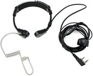 Retevis Walkie Talkie Throat Mic 2 Pin Headset Retractable Throat Mic Earpiece Compatible with 2 Way Radio RT24 RT27 RT622 RT617 Baofeng UV5R Kenwood Covert Acoustic Tube Earpiece (1 Pcs)