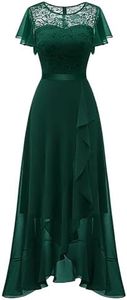 Berylove Robe de soirée longue élégante pour mariage - Robe de cocktail avec fente - Robe de cocktail pour femme - Élégante avec manches - Taille élastique, vert foncé, S