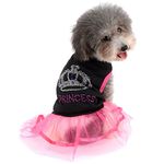 Ranphy Rhinestone Princess Dog Dress Lace Tutu Vest Skirt for Small Dog Cat Girl Apparel Pink Summer Sweet Puppy Wedding Dress Size L