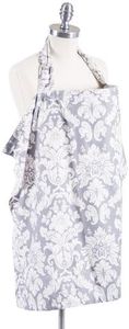 Bebe au Lait Premium Cotton Nursing Cover, Lightweight and Breathable Cotton, Open Neckline, One Size Fits All - Chateau Silver
