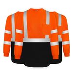 TCCFCCT Construction Shirts for Men Class 3 Long Sleeve Work Shirts for Men Construction, Hi Vis Reflective Safety Shirts for Surveyors, Drivers, Dirt-Resistant with Black Bottom, Orange XXL 3pcs