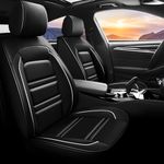 PACKMACH Car Seat Covers for Ford Mustang Mach-E 2021-2023, 5 Seat Leather Covers, Front and Rear Seat Cover Wear-Resistant and Dirt-Resistant Waterproof Accessories(Full Set,Black White)